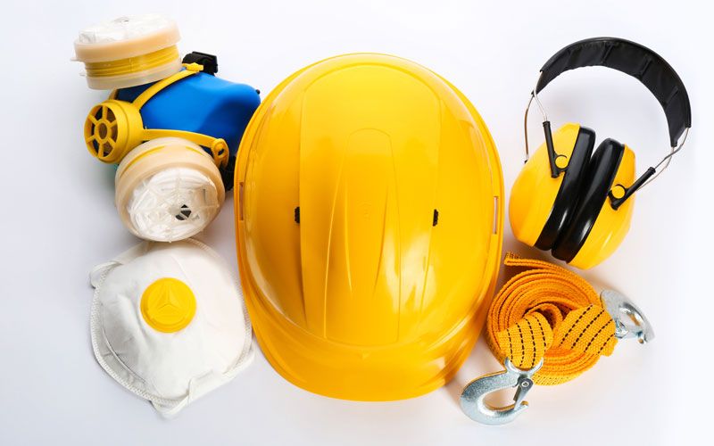 PPE products Including, hard hat, mask and ear defenders